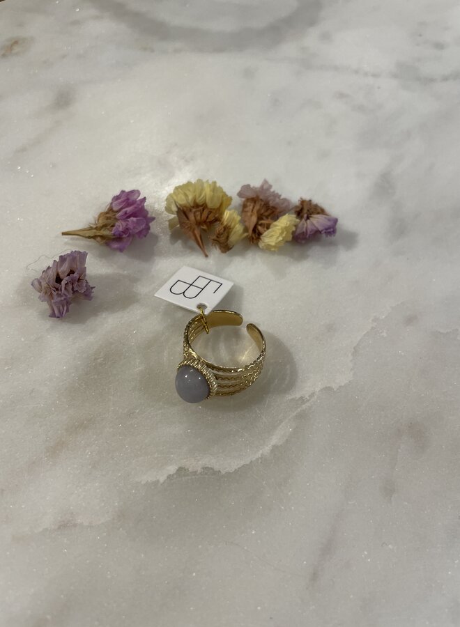 Ellen beekmans 4 delige ring met ovale steen blauw