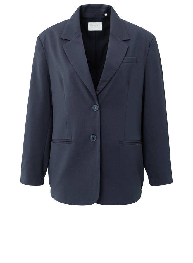 YAYA loose fit blazer with bomber details blue