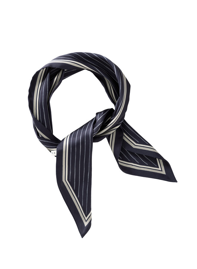 Yaya striped small scarf blue
