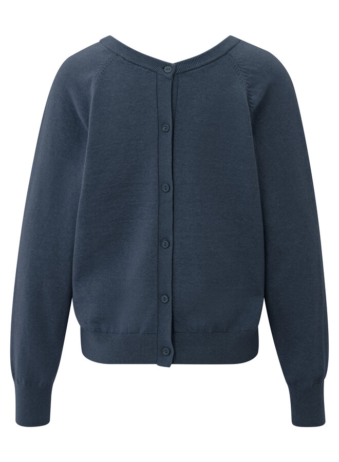 Yaya double v-neck sweater with buttons at back blue