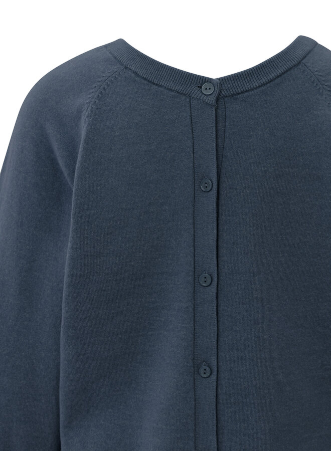 Yaya double v-neck sweater with buttons at back blue