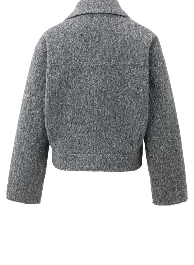 YAYA short oversized boucle jacket black