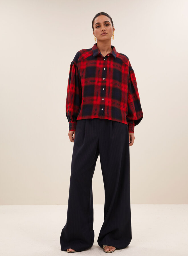By Bar sarah short red check blouse