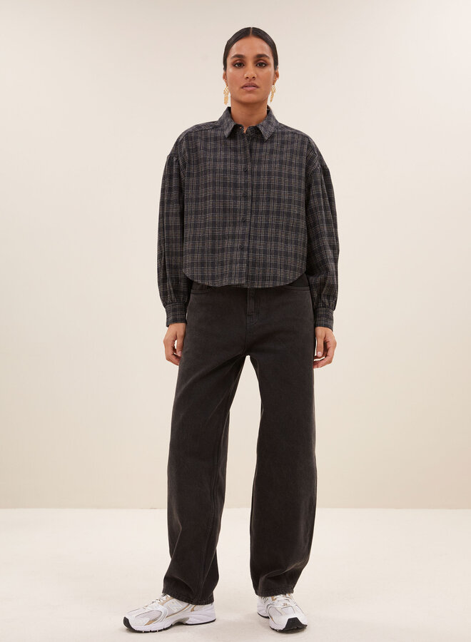 By Bar sarah short check blouse caramel