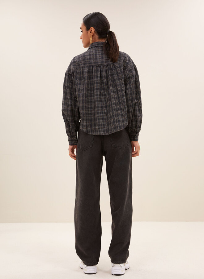 By Bar sarah short check blouse caramel