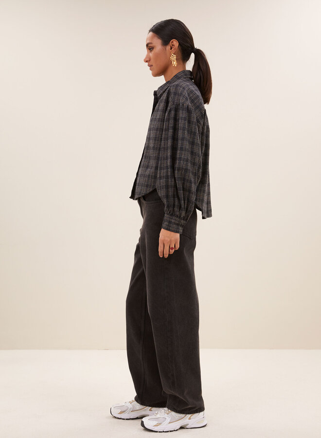 By Bar sarah short check blouse caramel