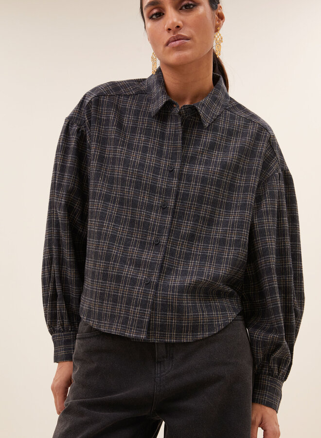 By Bar sarah short check blouse caramel