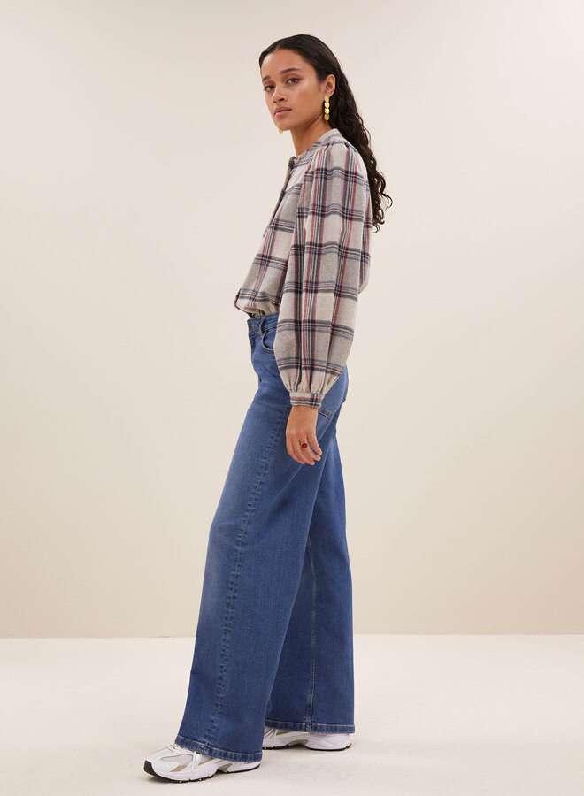 By Bar day check blouse stone check