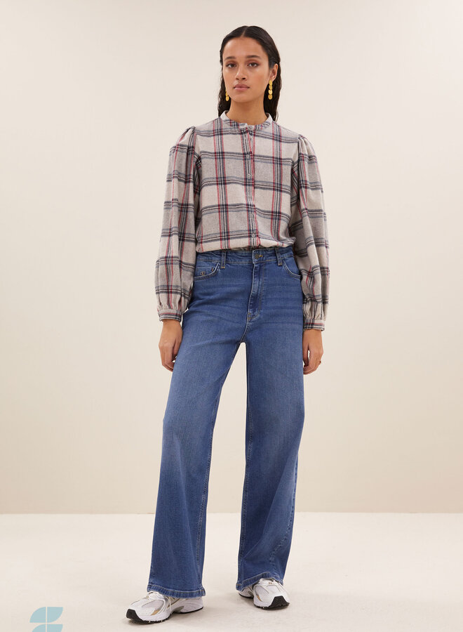 By Bar day check blouse stone check