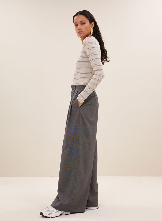 By Bar basic ls pearl stripe top grey