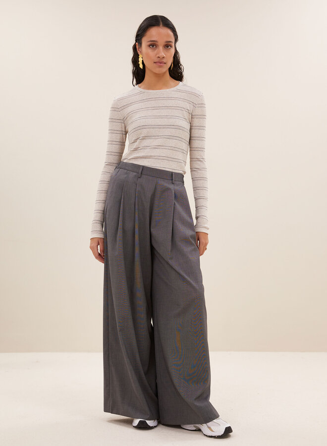 By Bar basic ls pearl stripe top grey