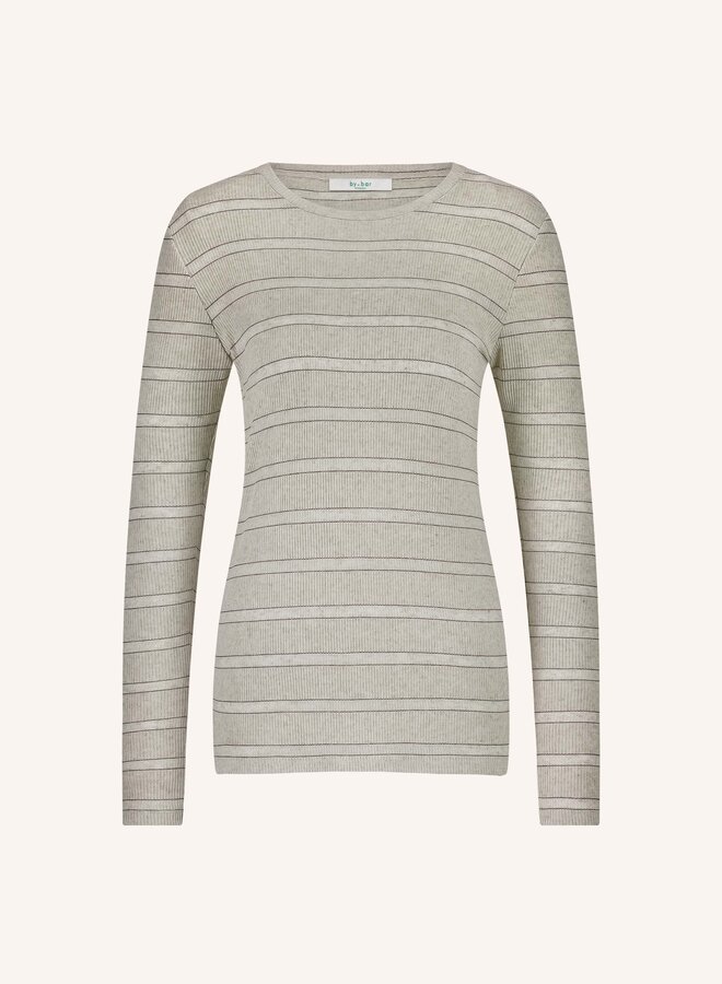 By Bar basic ls pearl stripe top grey