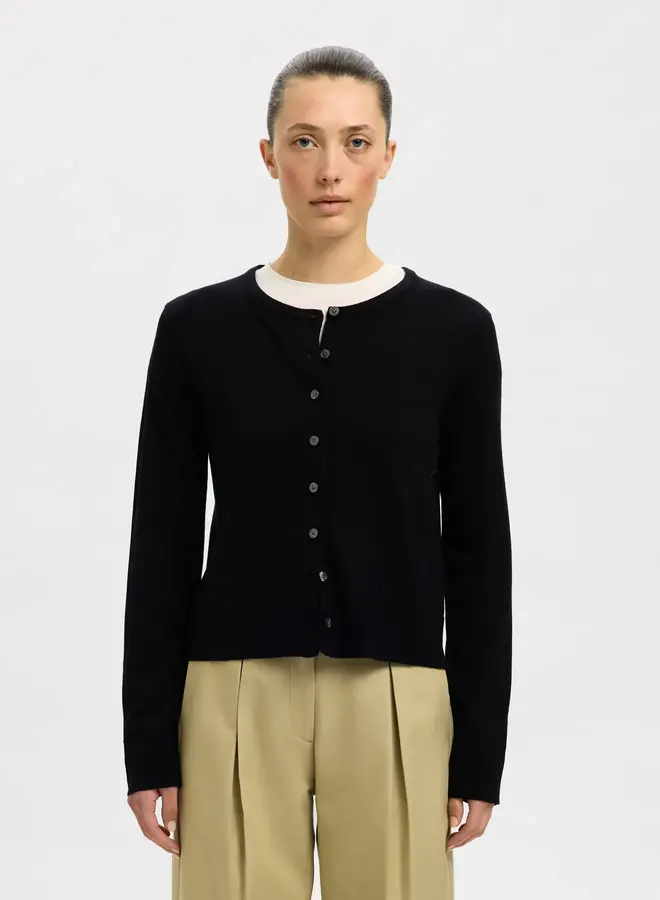 SF thea ls knit merino collar neck noos black