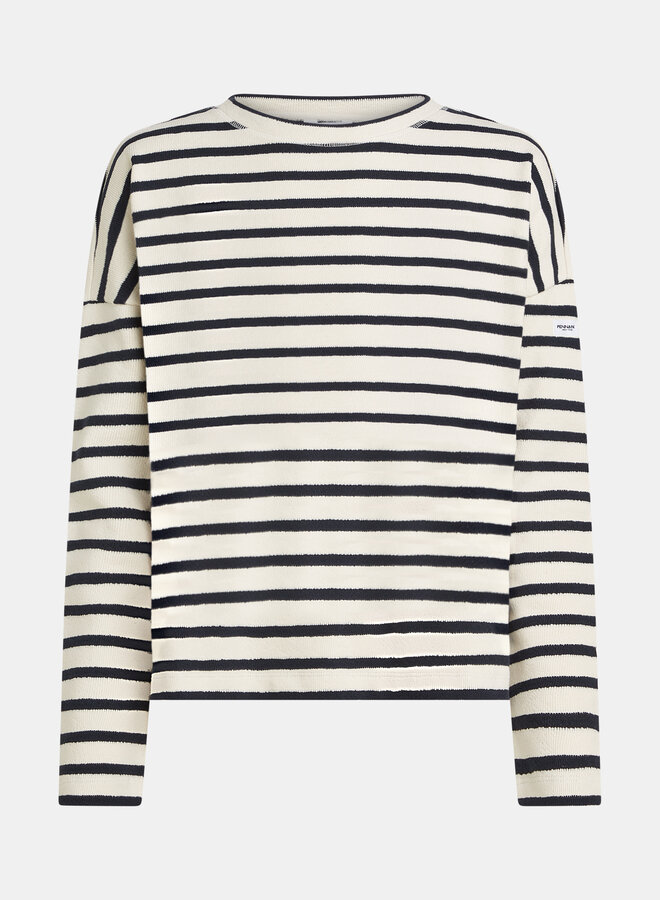 Penn&Ink W25T1205 sweater stripe navy ecru
