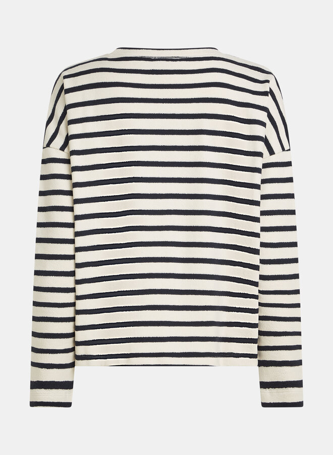 Penn&Ink W25T1205 sweater stripe navy ecru