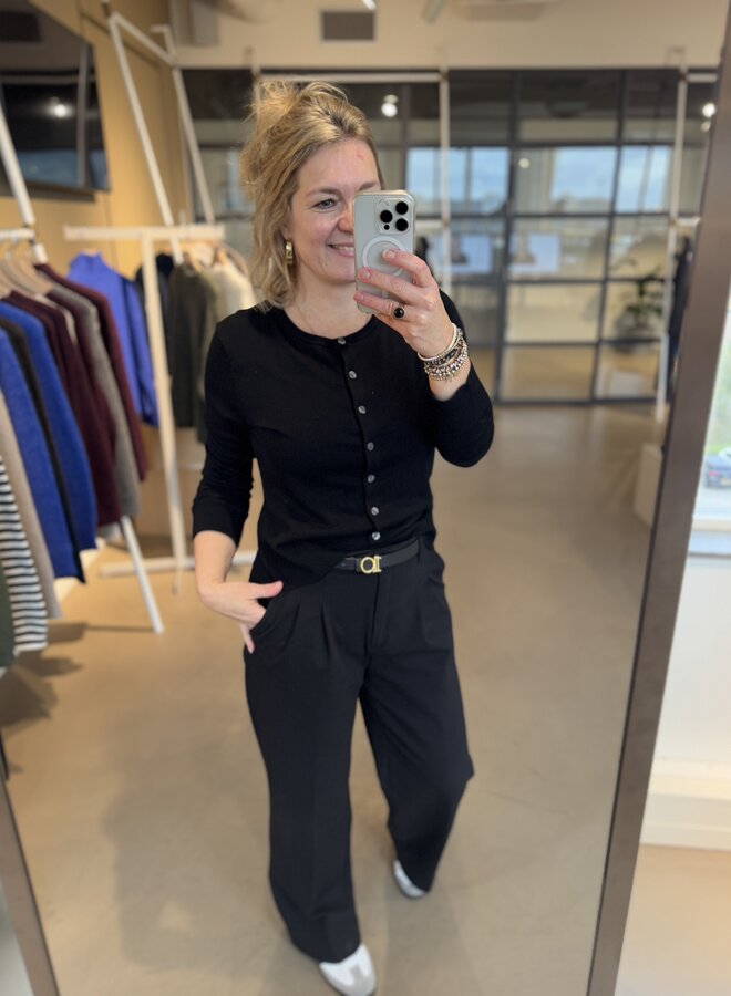 SF thea ls knit merino collar neck noos black