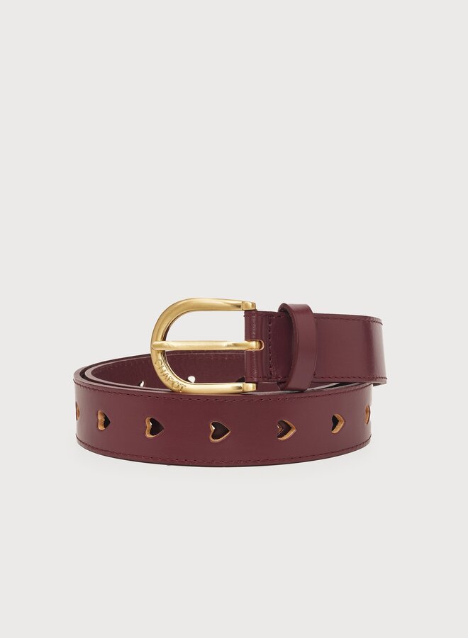 Fabienne C. cut it out heart belt burgundy