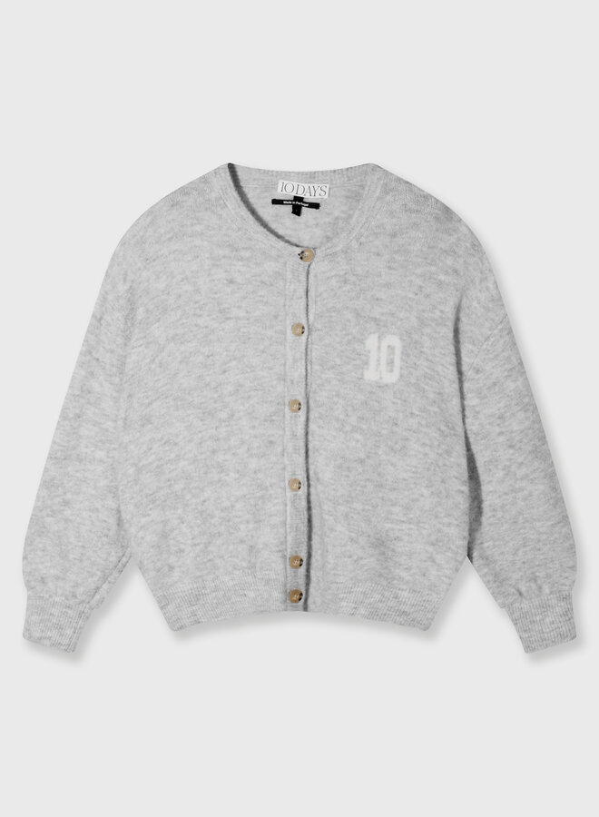 10days soft baseball knit cardigan light grey melee