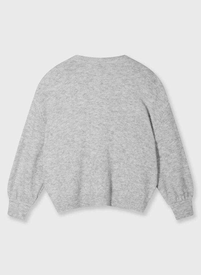 10days soft baseball knit cardigan light grey melee