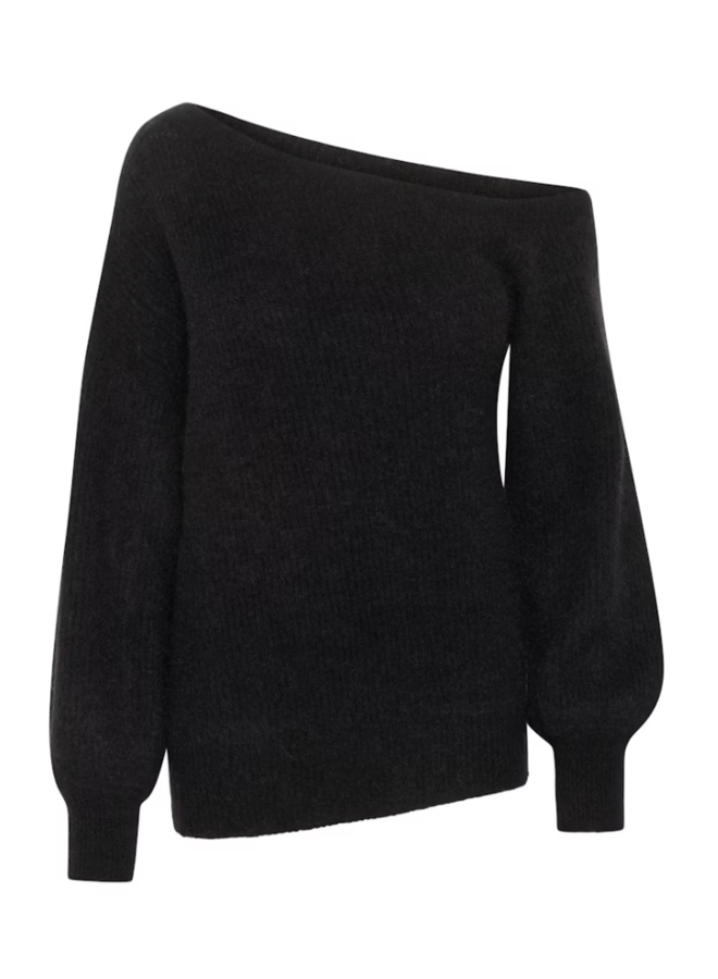 MEW siva knit off shoulder black