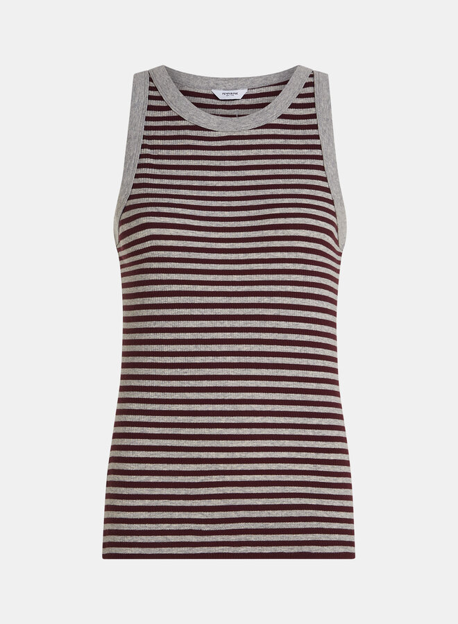 Penn&Ink W25F1718-stm singlet stripe grey aubergine