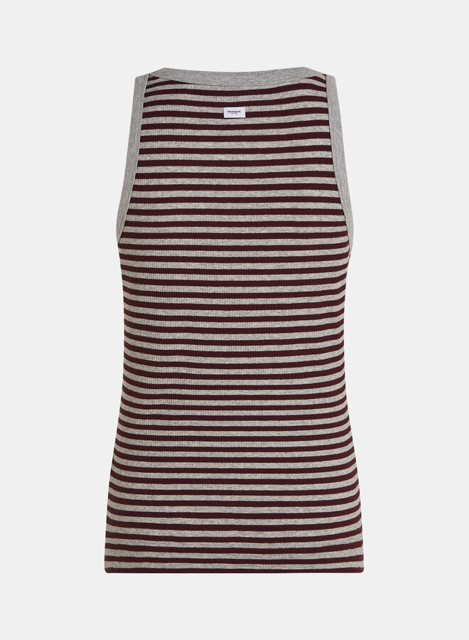 Penn&Ink W25F1718-stm singlet stripe grey aubergine