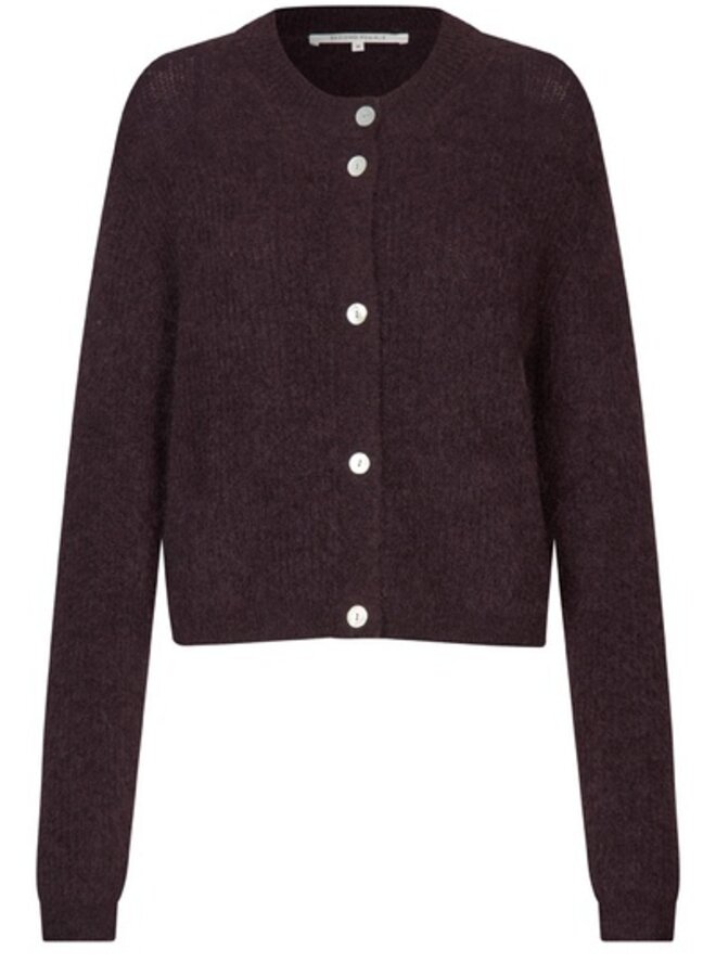 Second F. andrea knit rib ls cardigan chocolate plum