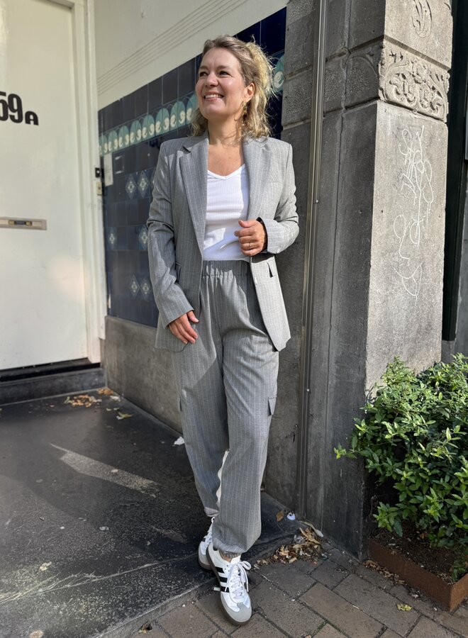 Penn&Ink W25N1623 blazer stripe grey melange