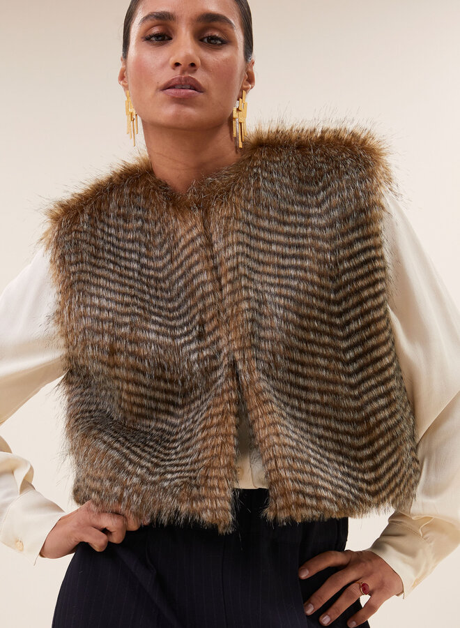 By Bar nori faux fur gilet brown