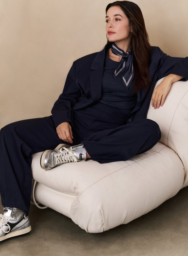 YAYA woven wide leg trousers with seam blue