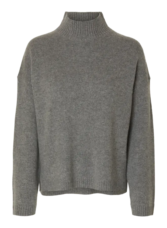 SF cille ls knit high neck grey