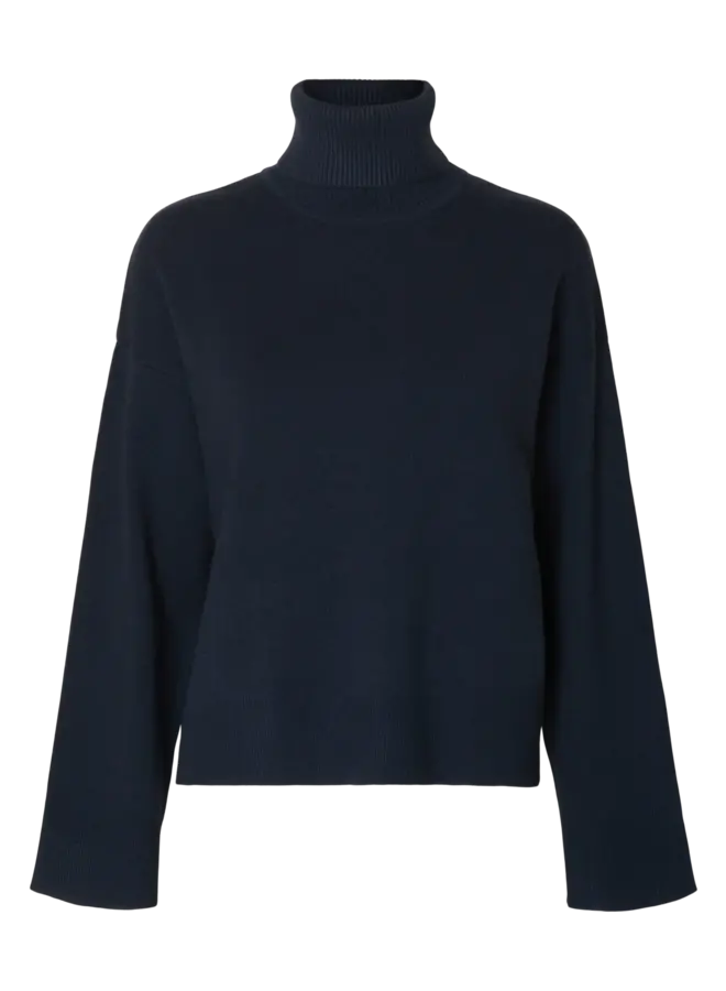 SF kamma ls knit roll neck dark sapphire