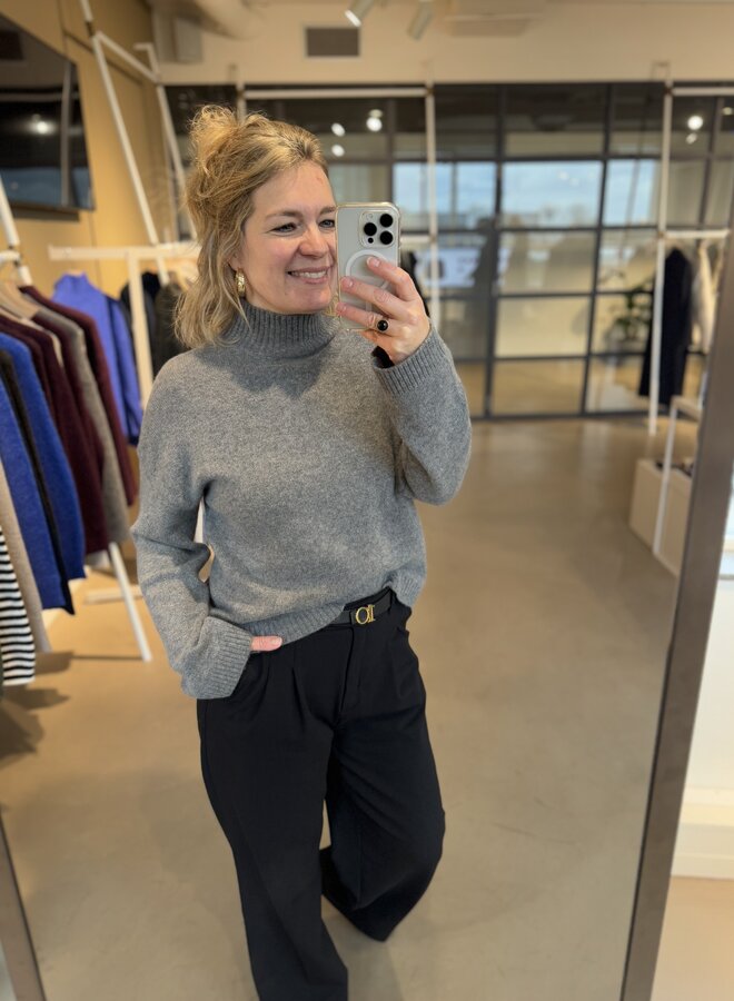 SF cille ls knit high neck grey