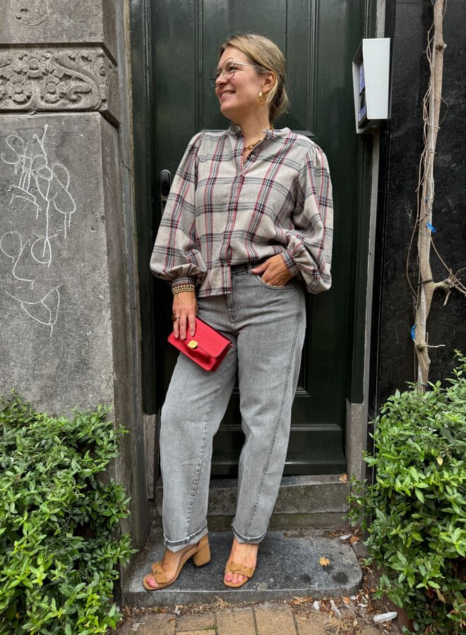 By Bar day check blouse stone check