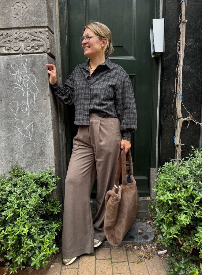 By Bar sarah short check blouse caramel