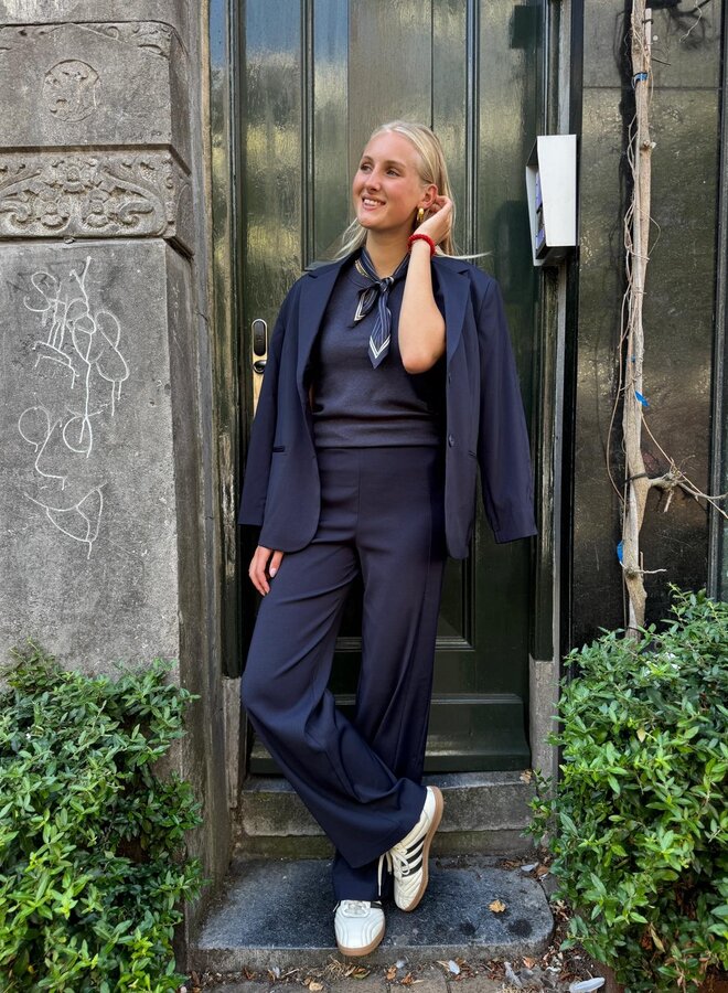 Yaya striped small scarf blue