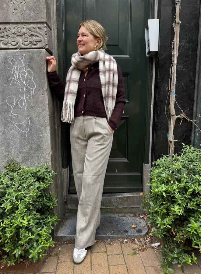 Second F. andrea knit rib ls cardigan chocolate plum