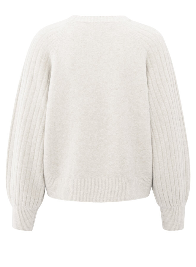 Yaya rib mixed sweater ls off white