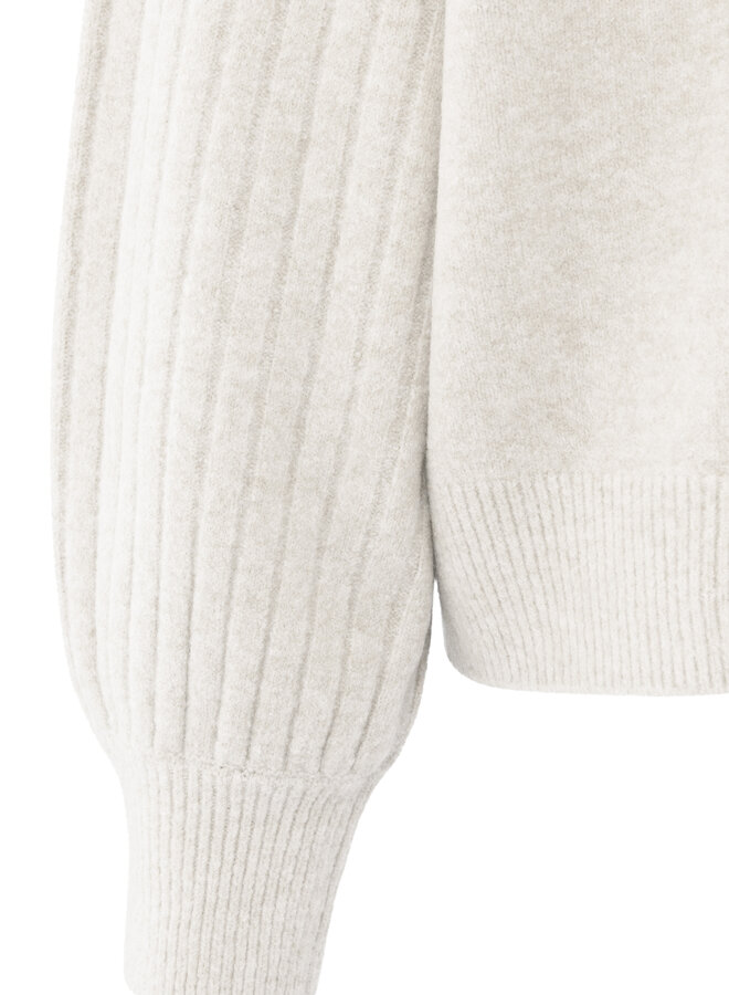 Yaya rib mixed sweater ls off white