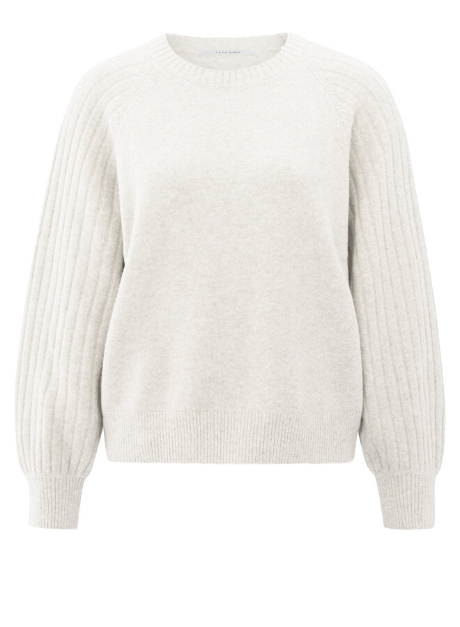 Yaya rib mixed sweater ls off white