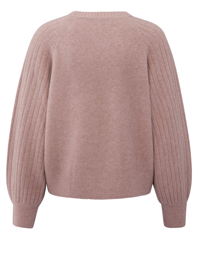 Yaya W25 rib mixed sweater ls blush pink