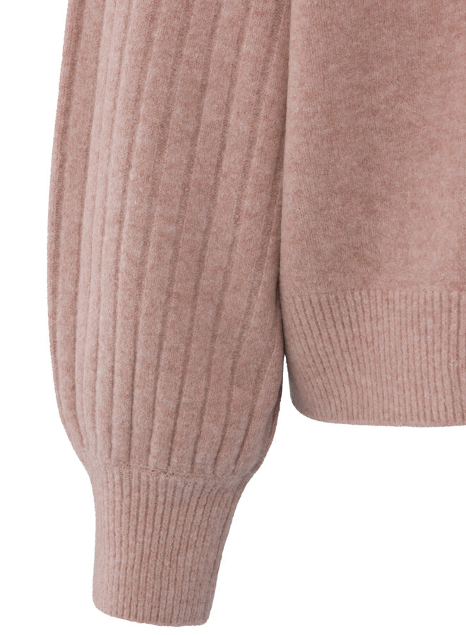 Yaya W25 rib mixed sweater ls blush pink