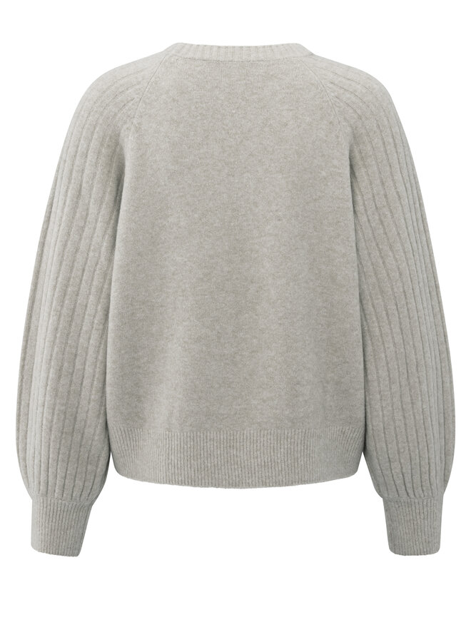 Yaya rib mixed sweater ls brownish grey