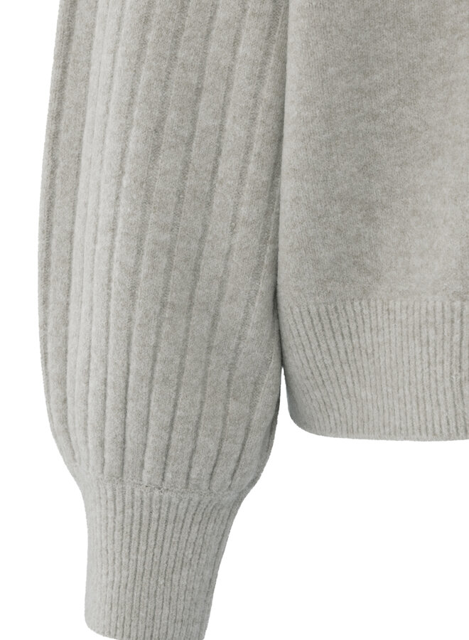 Yaya rib mixed sweater ls brownish grey