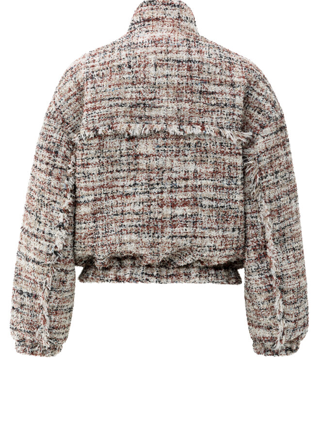 YAYA boucle jacket with fringes blush pink