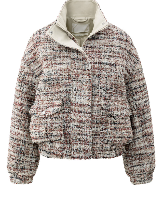YAYA boucle jacket with fringes blush pink