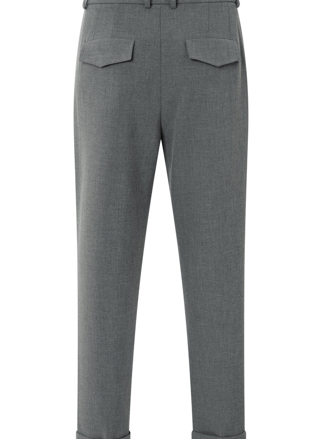 Yaya woven hw straight trousers turns up black