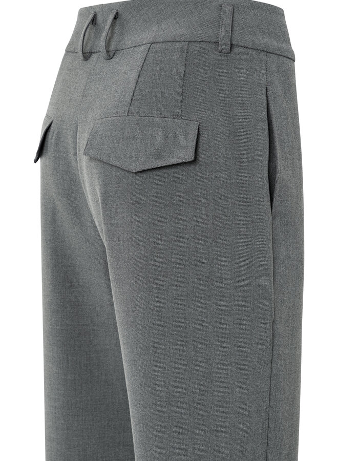 Yaya woven hw straight trousers turns up black