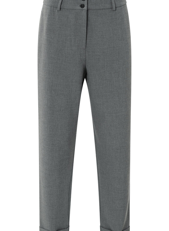 Yaya woven hw straight trousers turns up black