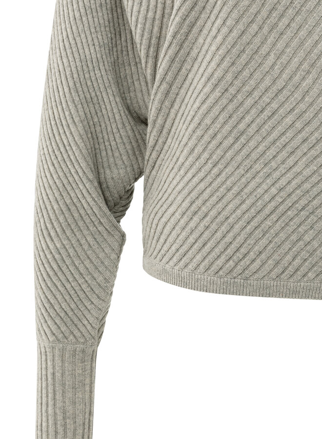 Yaya batwing sweater with collar ls brownish grey